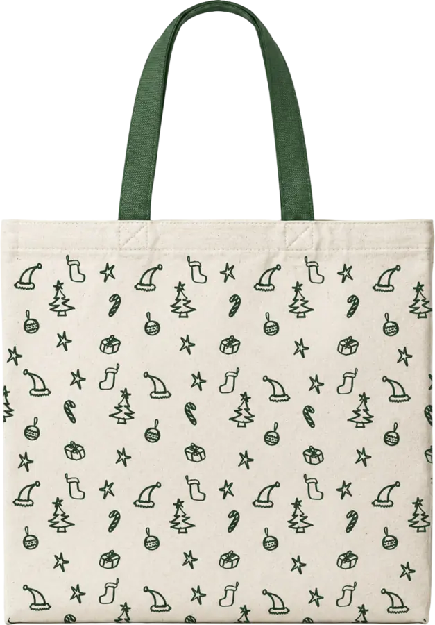 Bolsa navideña con patrón crema