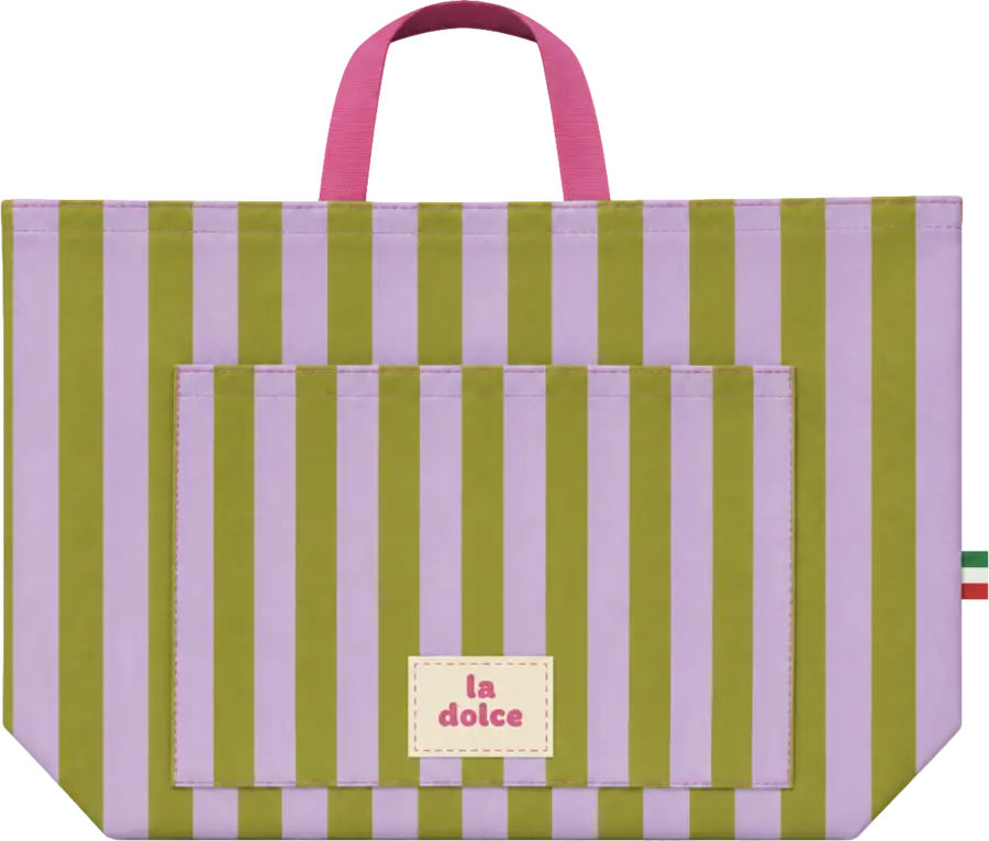 Bolsa de verano rayada oliva y lila